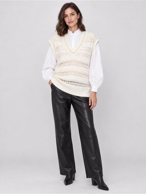 Zara Combination Pointelle Knit Oversized Vest